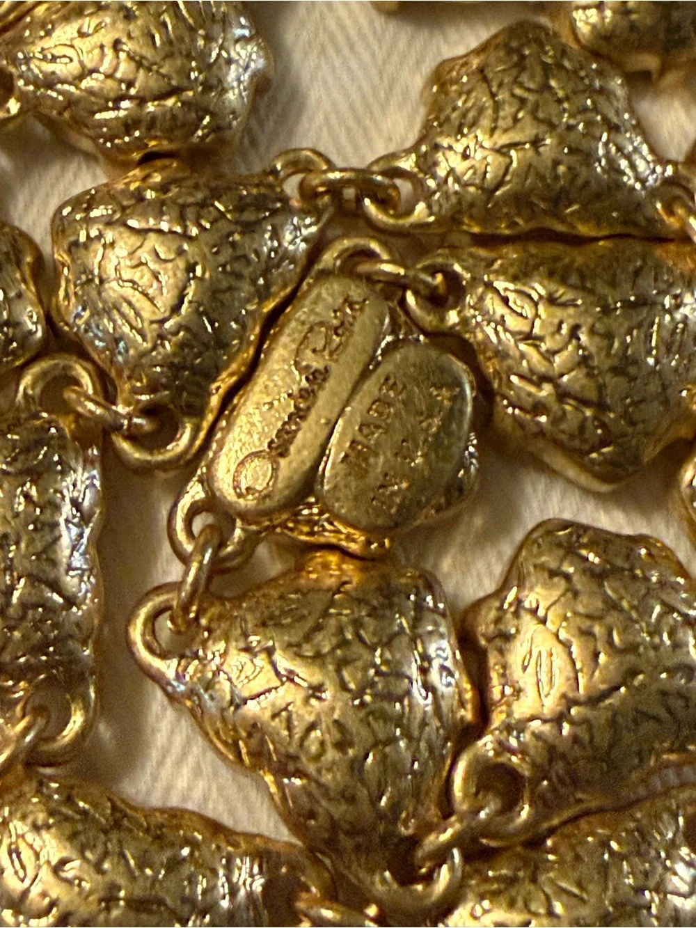 Oscar de la Renta Gold and Clear Crystal Heart Link Necklace